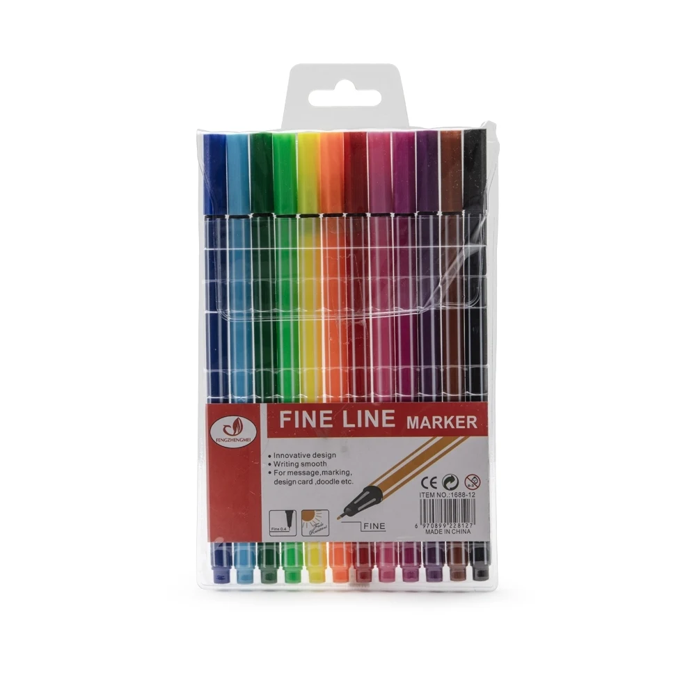 Kit Canetinhas Traço Fino 12 cores, cor COLORIDO