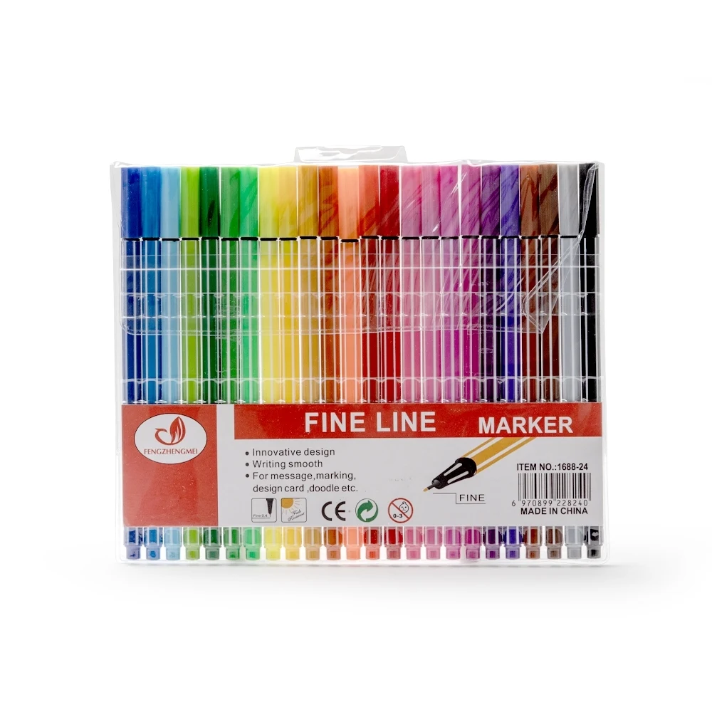 Kit Canetinhas Traço Fino 24 cores, cor COLORIDO