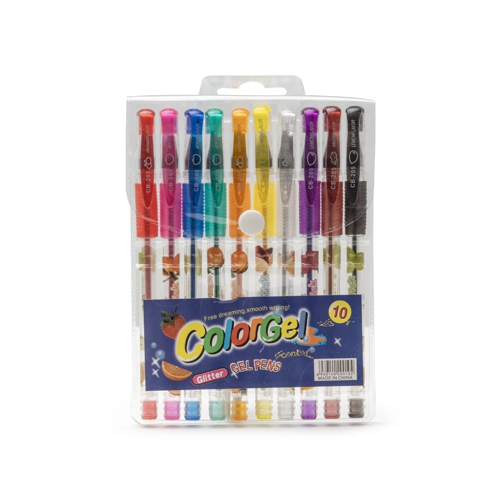 Kit Canetas Gel 10 cores, cor COLORIDO