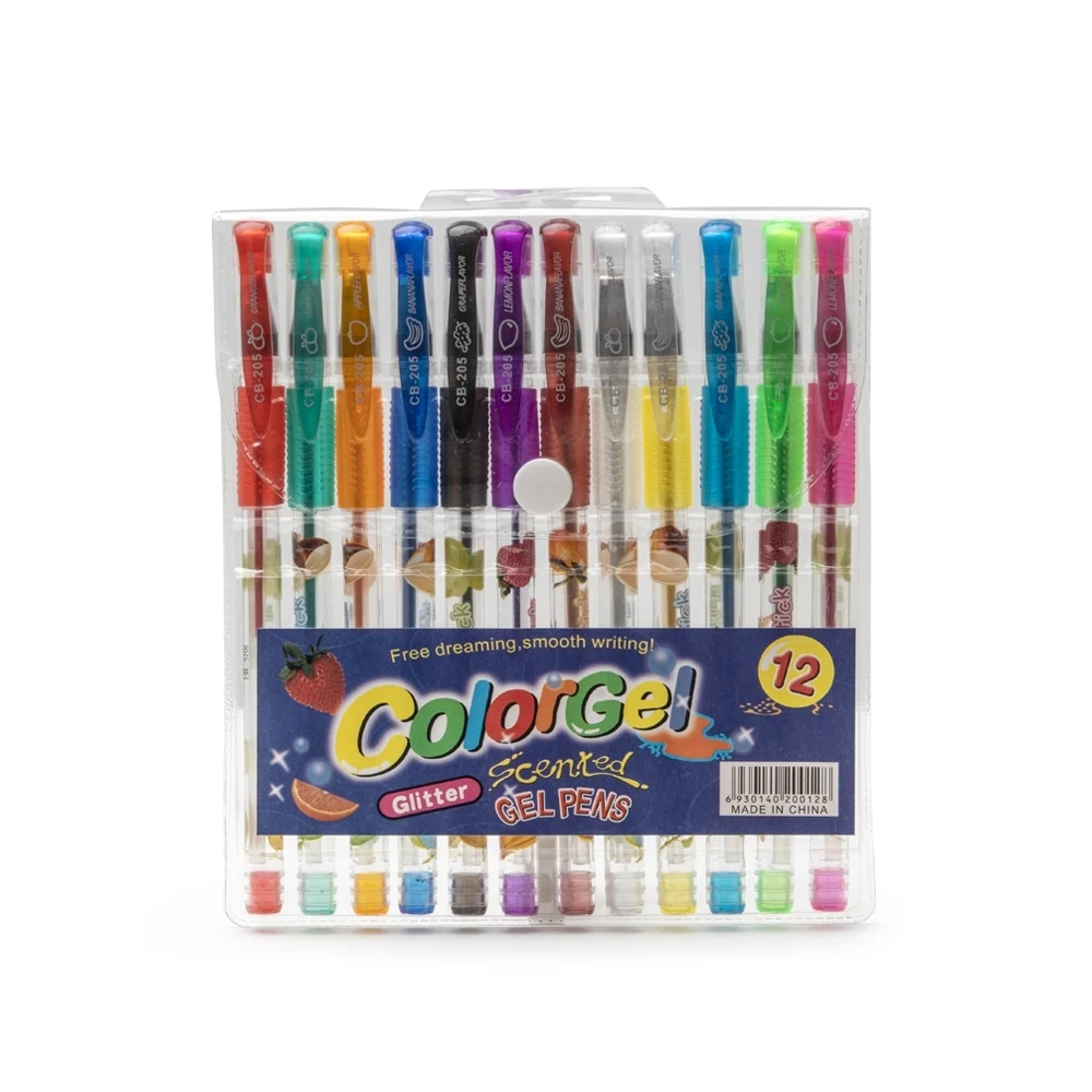 Kit Canetas Gel 12 cores, cor COLORIDO