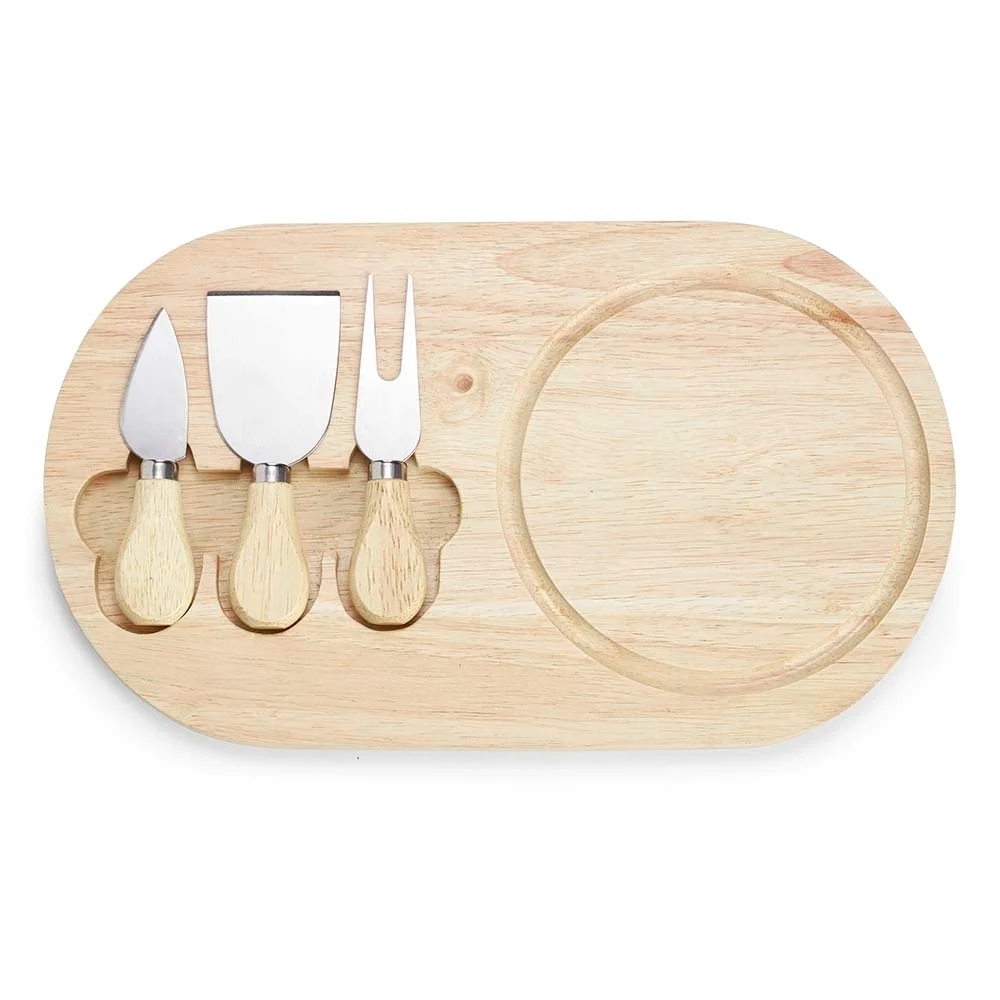 Kit Queijo 4 Peças, cor BAMBU