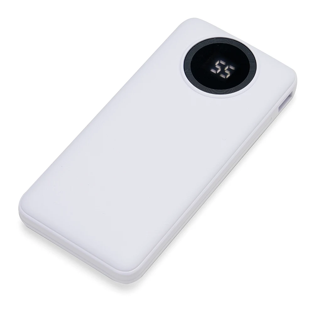 Power Bank 10.000mAh com Lanterna e Multissaídas, cor BRANCO