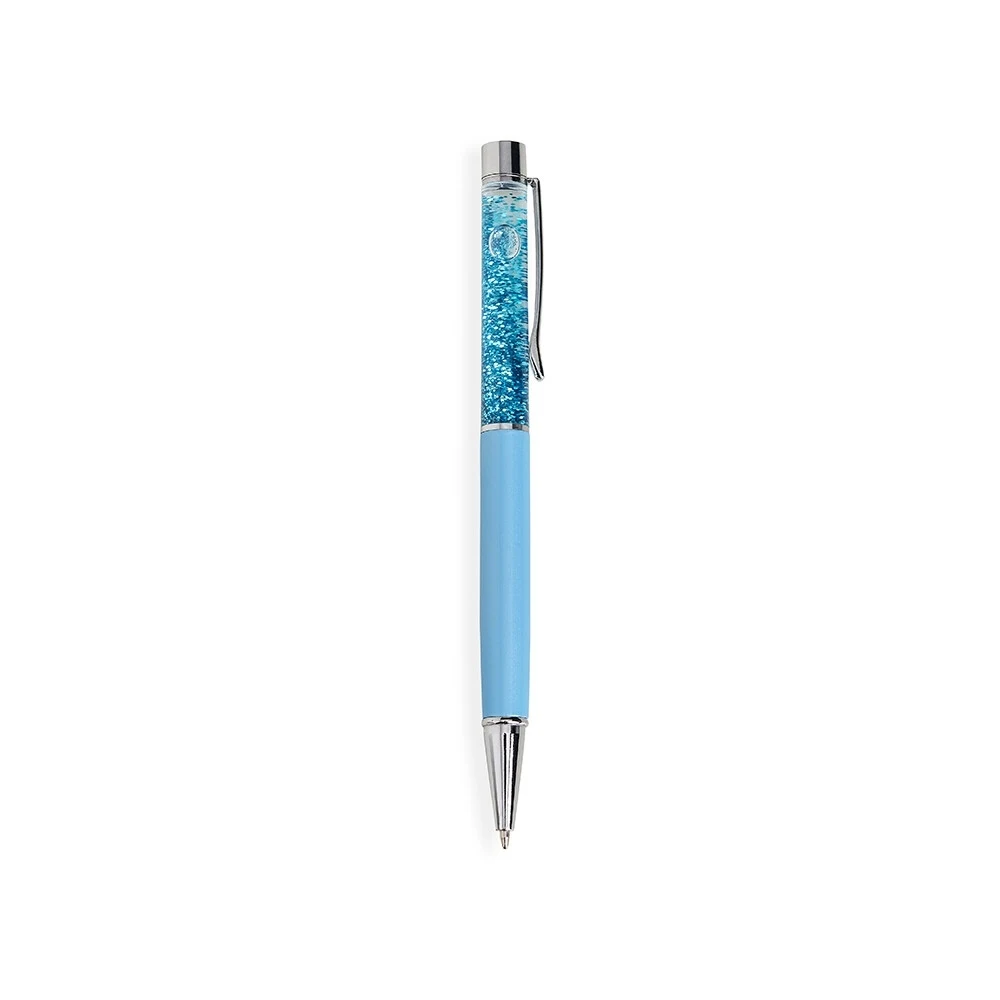 Caneta Metal Glitter, cor AZUL CLARO