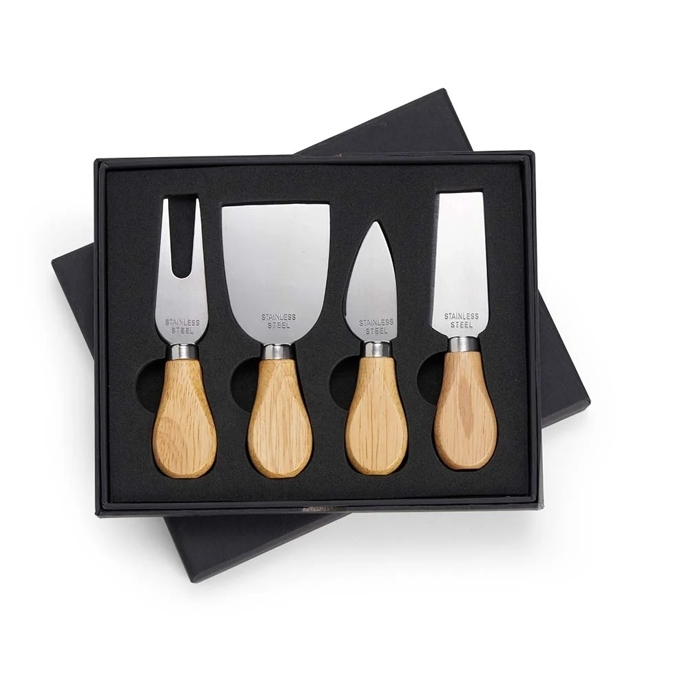 Kit Queijo 4 Peças, cor BAMBU