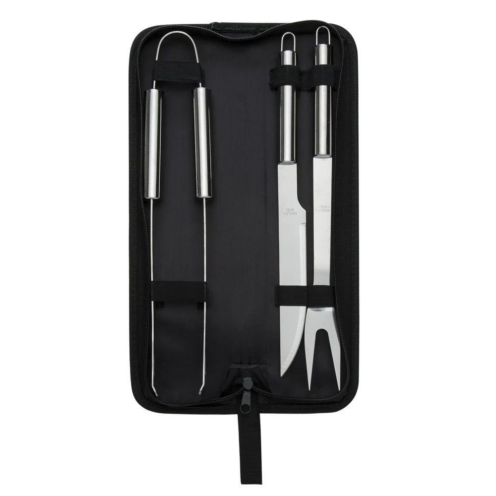 Kit Churrasco 3 peças, cor PRATA