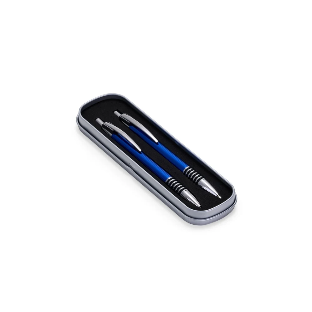 Conjunto Caneta e Lapiseira Metal, cor AZUL ESCURO