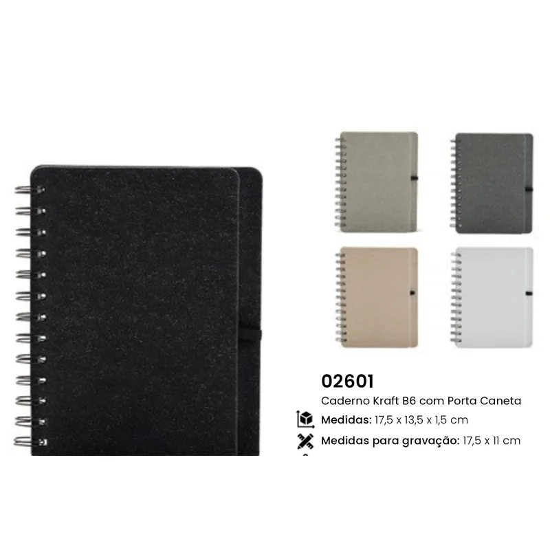 Caderno Kraft B6 com Porta Caneta