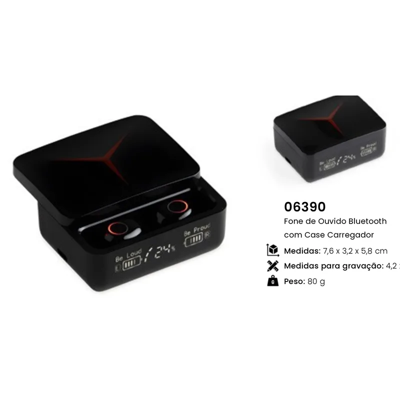 Fone de Ouvido Bluetooth com Case Carregador