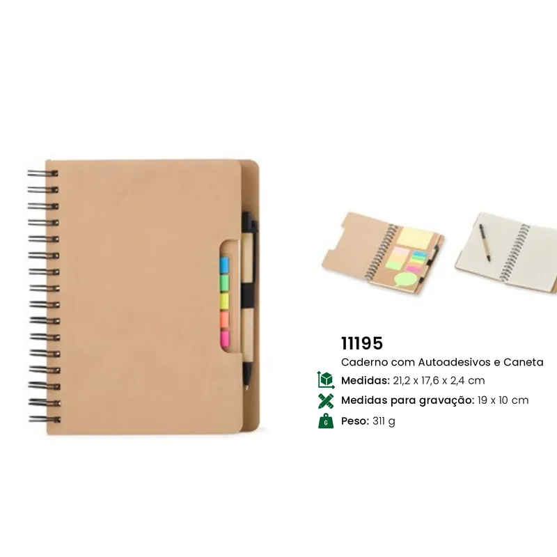 Caderno com Autoadesivos e Caneta