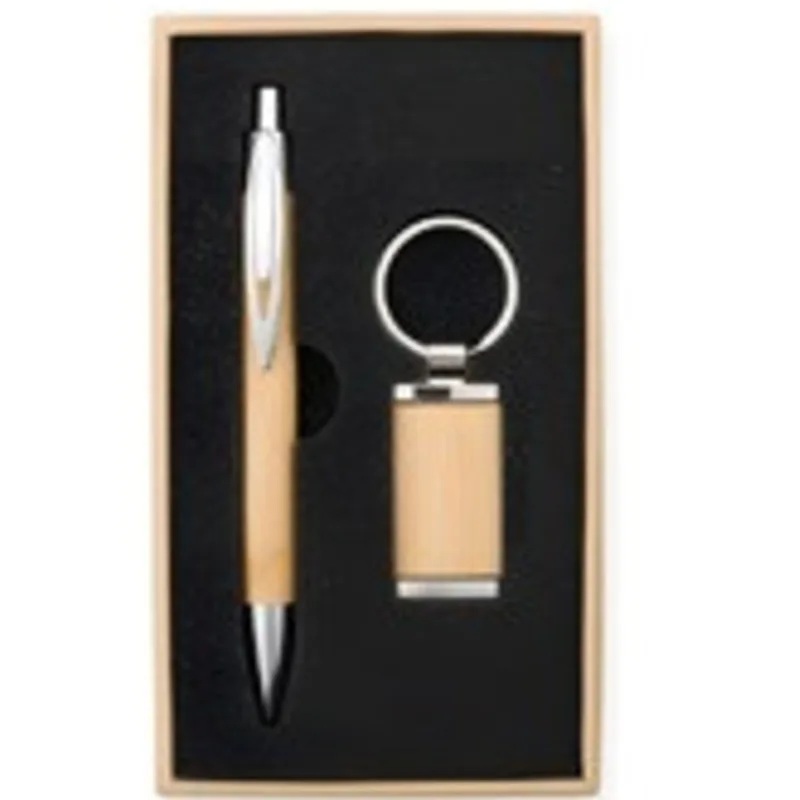 Kit Caneta e Chaveiro Bambu